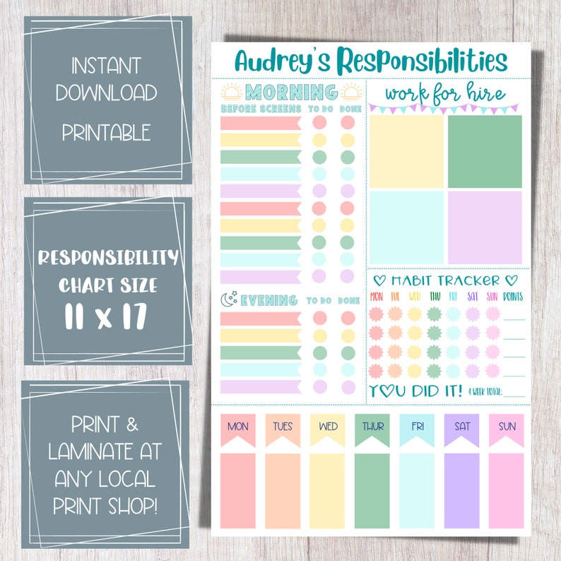 Kids Responsibility Checklist Printable Chores Checklist Etsy Kids Responsibility Checklist Printable Chores Checklist Etsy