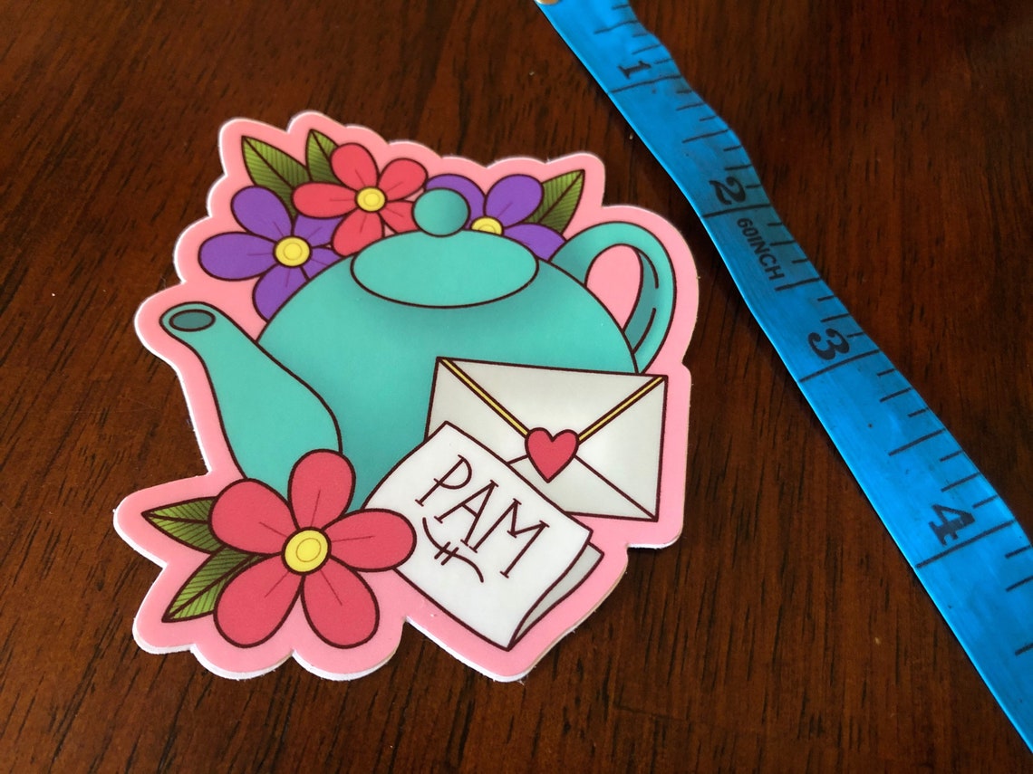 The Office Teapot Jim and Pam Sticker Etsy