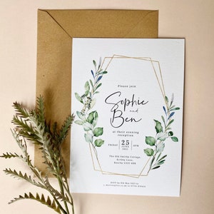 Invitations de mariage eucalyptus // enregistrez les cartes de date // papeterie de mariage // mariage botanique