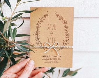 Sweet Leaves trouwkaart en bijpassend briefpapier // rustieke trouwkaarten // eenvoudige trouwuitnodigingen