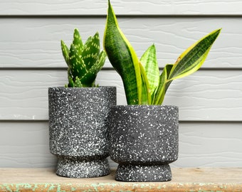 Minimalist Charcoal Speckled Concrete Plant Pot Planter