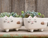 Quirky Handmade White 39 Molly 39 Cat Plant Pot Planter