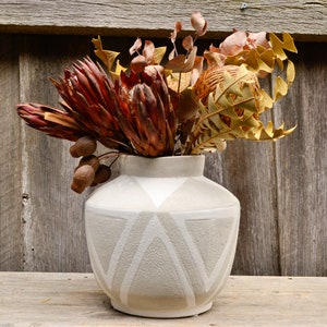 Ceramic Taupe Grey and White Matte Geometric Decorative Vessels Vase Planter Pot image 3