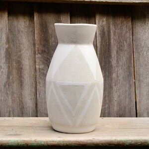 Ceramic Taupe Grey and White Matte Geometric Decorative Vessels Vase Planter Pot image 4