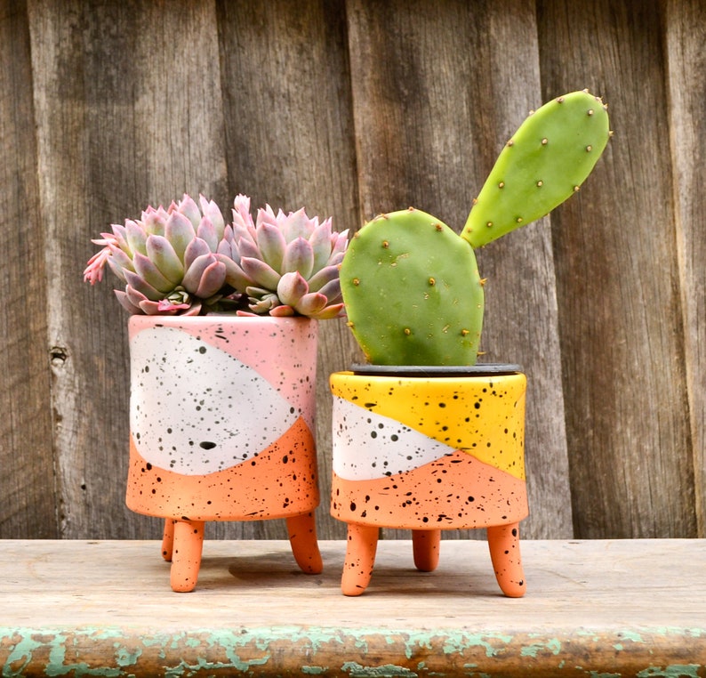 Abstract Colourblock Paint Splatter Geometric Planters image 2