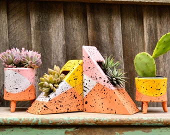 Abstract Colourblock Paint Splatter Geometric Planters