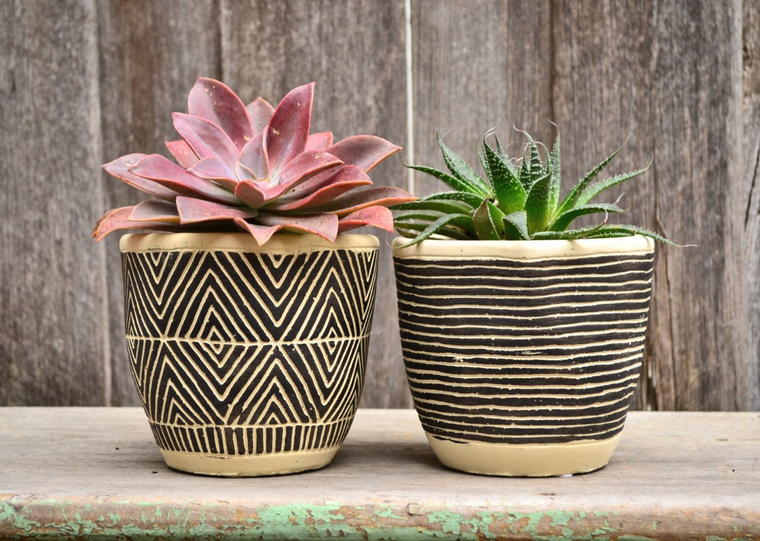White and Black African Inspired Patterned Plant Pot Planter | Etsy