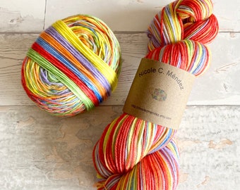 Easter Basket, 6 stripes, self-striping sockyarn, handdyed sockyarn, handdyed yarn, handdyed wool