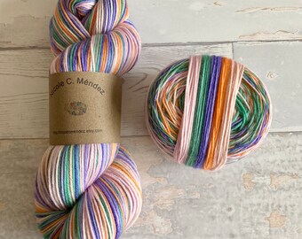 Spring Meadow, 5 stripes, self-striping sockyarn, handdyed sockyarn, handdyed yarn, handdyed wool