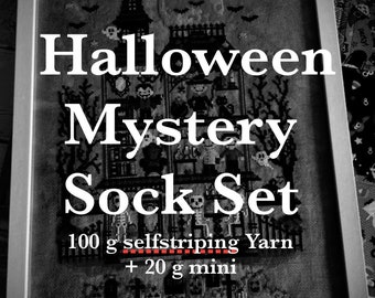 Halloween Mystery Sock Set, mystery, self-striping sockyarn, handdyed sockyarn, handdyed yarn, handdyed wool