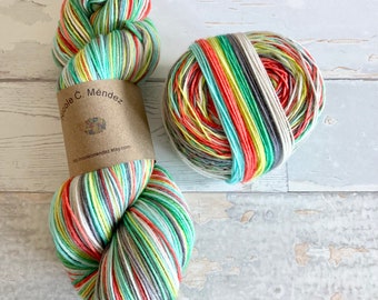 Moana & Maui, 6 stripes, self-striping sockyarn, handdyed sockyarn, handdyed yarn, handdyed wool