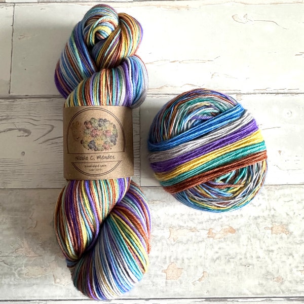 Diagon Alley, 6 stripes, self-striping sockyarn, handdyed sockyarn, handdyed yarn, handdyed wool