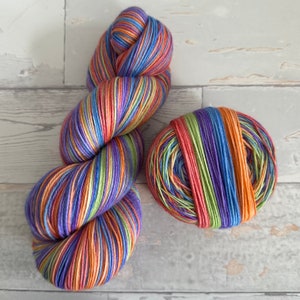 popsicle, 5 stripes, self-striping sockyarn, handdyed sockyarn, handdyed yarn, handdyed wool