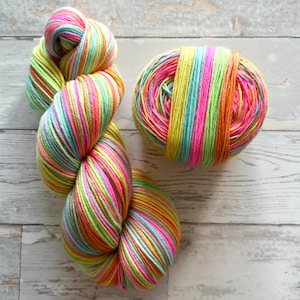 Summer Fun, 5 stripes, self-striping sockyarn, handdyed sockyarn, handdyed yarn, handdyed wool