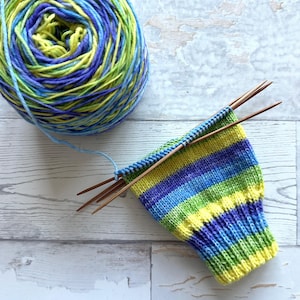 Ready for Spring, 4 stripes, self-striping sockyarn, handdyed sockyarn, handdyed yarn, handdyed wool
