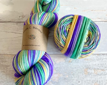 crocus, 5 stripes, self-striping sockyarn, handdyed sockyarn, handdyed yarn, handdyed wool