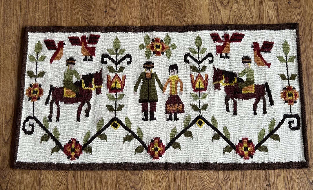 Large Rare Polish Kilim Wall Hanging / Tapestry Hand Woven in Wool