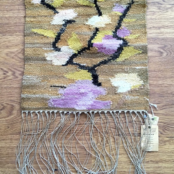 Cepelia Polish Kilim Design Krystyna Bielinska "KWIATY" (flowers) hand woven and original tags.