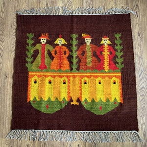 X-Large Polish design Kilim / tapestry hand woven in wool.