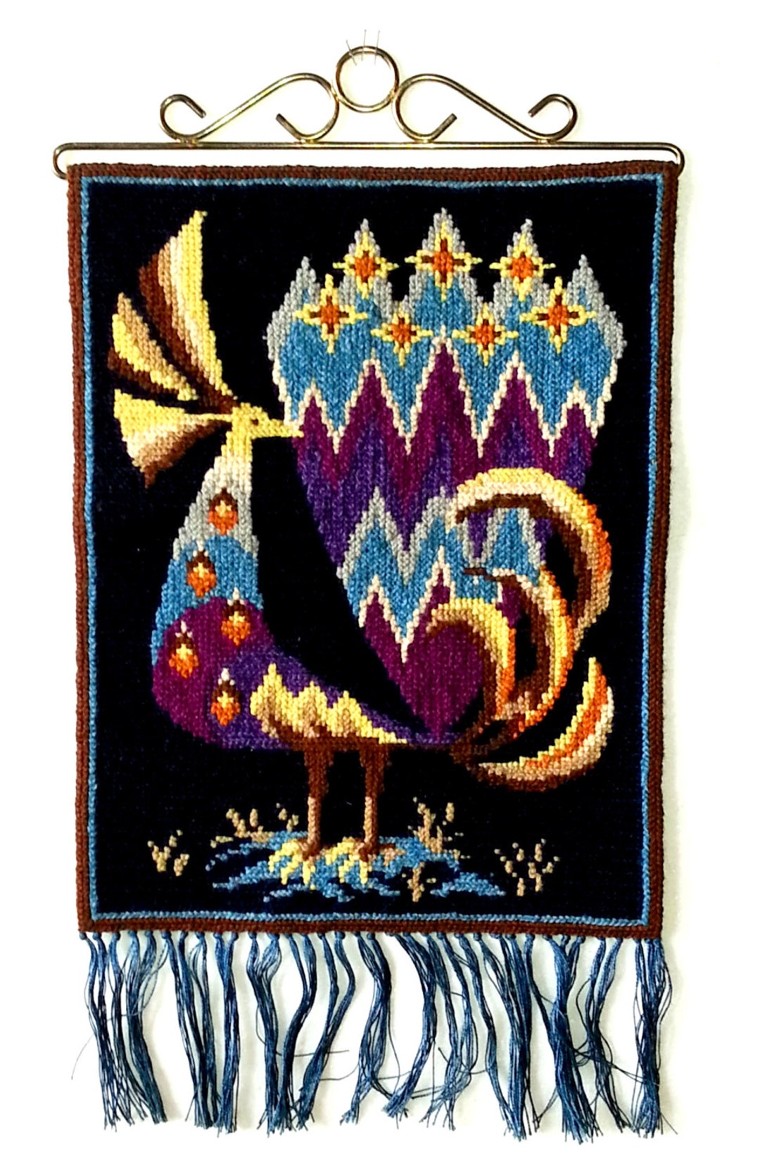 Vintage Handmade All Over Embroidery Wall Hanging in Twistseam