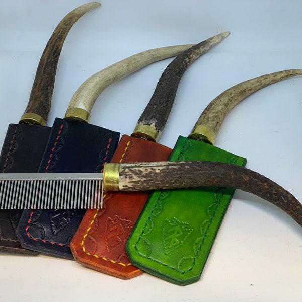 Handmade Antler tip Handled Beard or Mustache Comb.