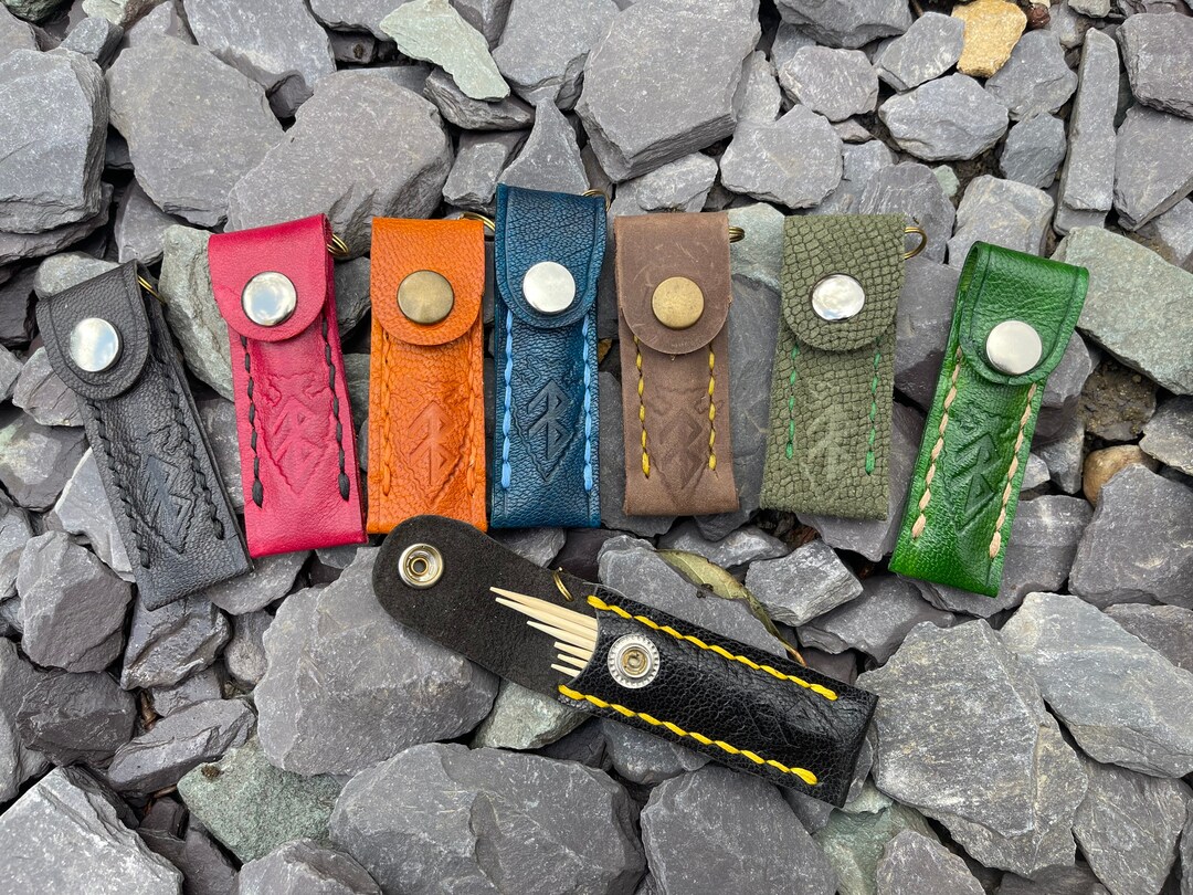 Mini Keyring Leather Toothpick Holder Etsy UK
