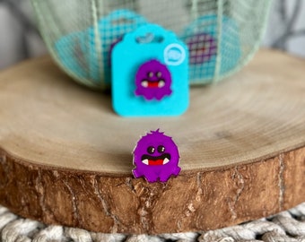 Pin SiGGimonster en acrylique / violet / pin acrylique / pin drôle / bouton monstre / broche