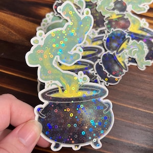Holographic Potions Cauldron Sticker | Magic Potion Sticker |Magical Gift Cauldron Sticker