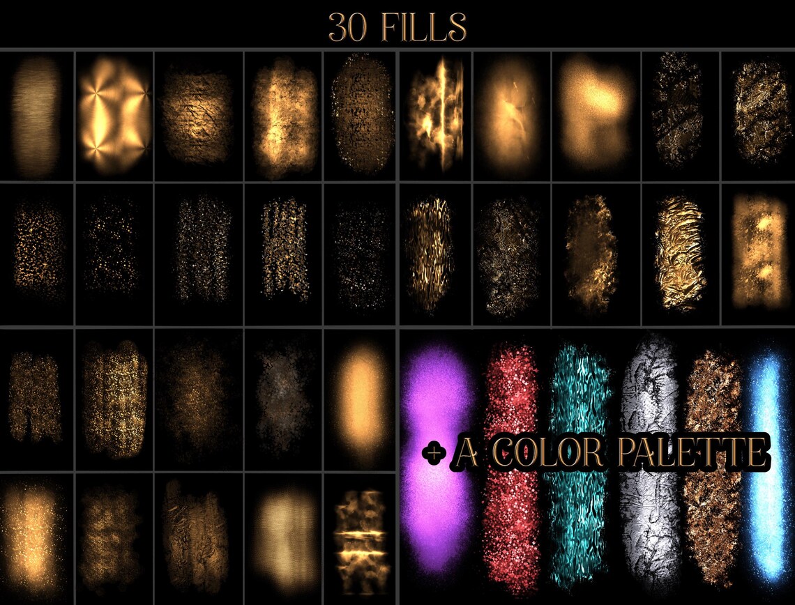 Doodleholic Sparkle and Shine Procreate Brush Set | Metallic Brushes ...