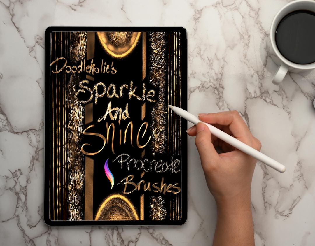 Doodleholic Sparkle and Shine Procreate Brush Set | Metallic Brushes ...
