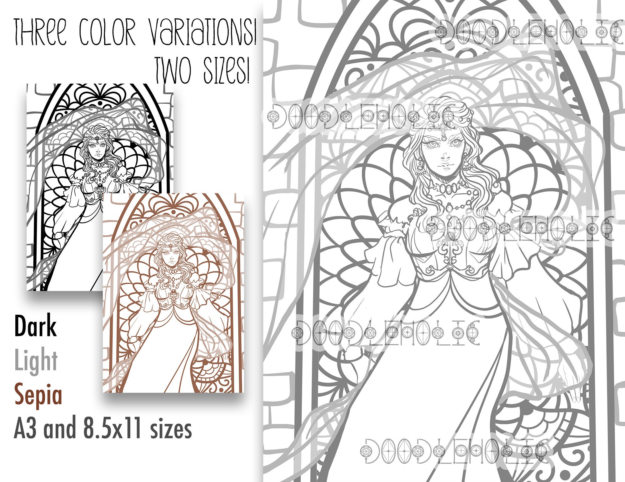 The Empress Printable Coloring Page Fantasy Portrait | Etsy