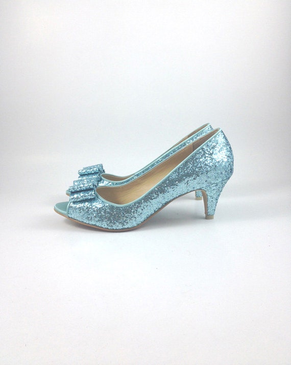 Items similar to Something Blue Wedding Shoes, Blue Glitter Wedding ...