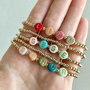 Personalized Gold Custom Letter Bracelet | 3mm 14K Gold or Silver Plated Brass