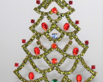 Czech VintageGreen Rhinestone Christmas Tree
