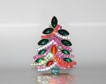 Vintage Christmas Tree Czech Rhinestones Glass Stones