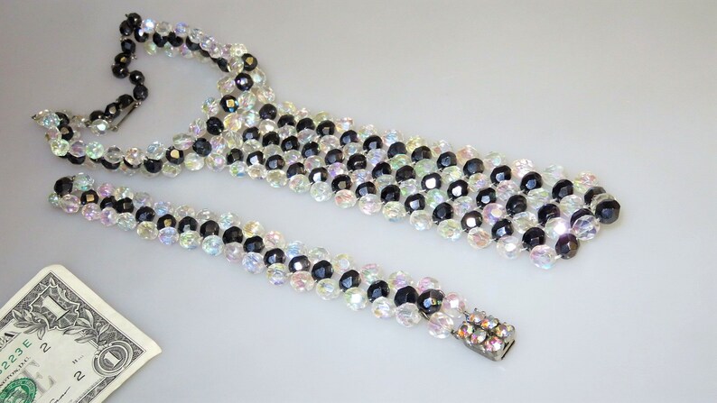 Czech Vintage Jewelry Set Tie-Necklace Bracelet