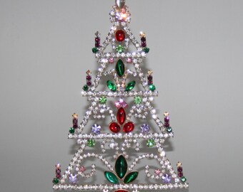 Czech Rhinestone Vintage Tree, Christmas Ornament Decoration