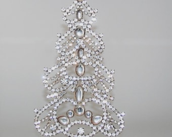 Czech Rhinestone Vintage Christmas Tree, Clear Crystal Christmas Tree