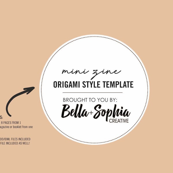 Origami Mini 8 Page Zine Template Printable - 1 page makes 8 - Printable mini magazine template