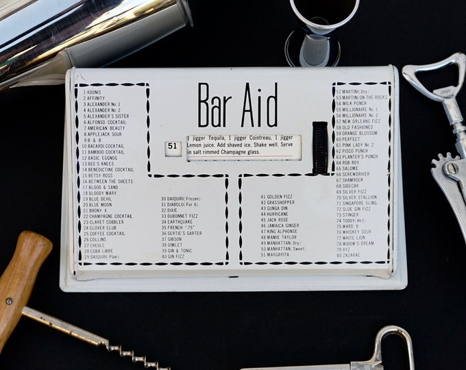 BAR AID Rare Midcentury Metal Cocktail Recipe Rolodex Etsy