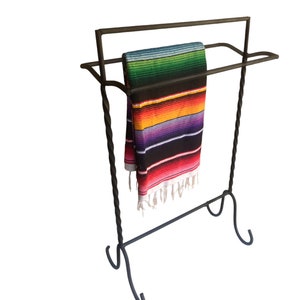 CUSTOM COLOR AVAILABLE Vintage Forged Iron Blanket/Towel Stand Quilt Rack image 1