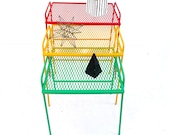Mid-Century Salterini Metal Nesting Tables Set of 3 Red, Yellow, Green quot One Love quot Indoor Outdoor Versatile Accent Furniture
