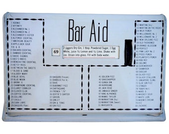 BAR•AID | In Original Box! Mid-Century Metal Cocktail Recipe Rolodex | Vintage Perpetual Adult Drink Menu Guide | Revolving Cocktail Menu