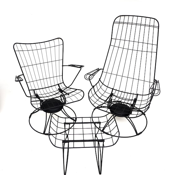 S O L D Homecrest Mid Century Metal Patio Chairs Ottoman S O L D Homecrest Mid Century Metal, Patio Furniture Swivel Glider Chair