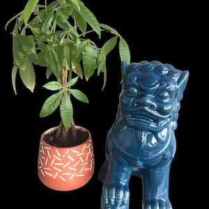 13x11 Vintage Blue Porcelain Foo Dog Statue Guardian Shishi Female Lion Figurine Chinoiserie Chic Home Dècor image 8