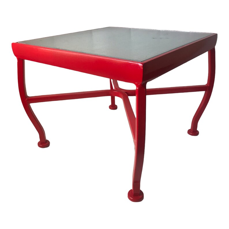 Mid-Century Modern Red Metal & Glass Indoor/Outdoor Accent Tables Two Available image 9