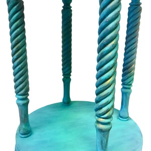 Vintage 2-Tier Parlor Table Turquoise BoHo CoLoR POP Pie Crust Plant Stand Antique Revival Accent Table Park Furniture Co. image 5