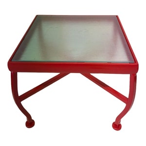 Mid-Century Modern Red Metal & Glass Indoor/Outdoor Accent Tables Two Available image 7