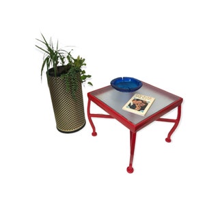 Mid-Century Modern Red Metal & Glass Indoor/Outdoor Accent Tables Two Available image 10