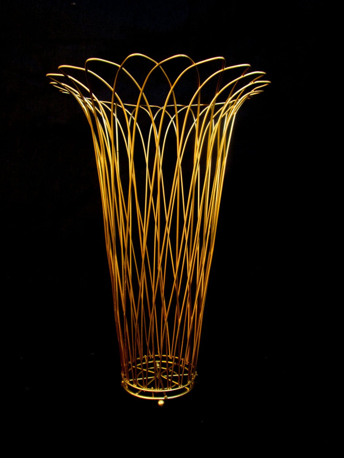 MidCentury 16 Gold Metal Wire Vase FerrisShacknove Etsy